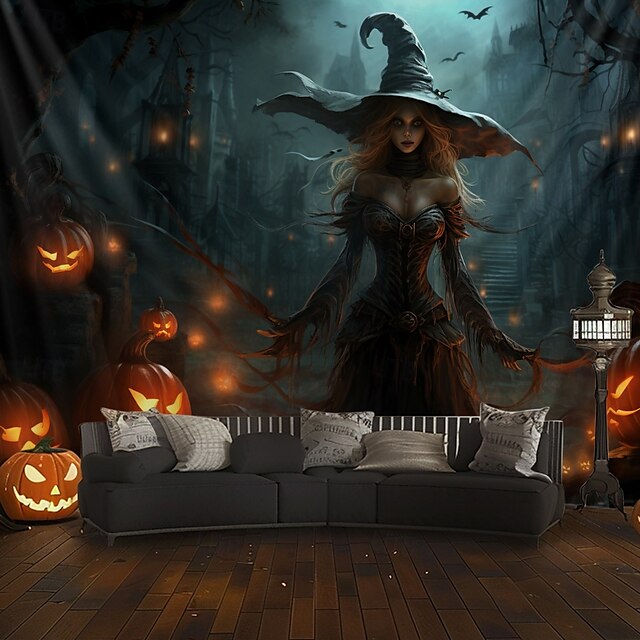  Halloween Decorations Witch Hanging Tapestry Wall Art Large Tapestry Mural Decor Photograph Backdrop Blanket Curtain Home Bedroom Living Room Decoration