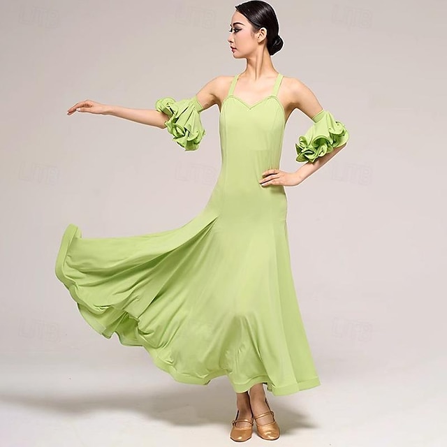  Danse de Salon Robe Couleur Pure Fantaisie Femme Utilisation Soirée Sans Manches Coton cristal