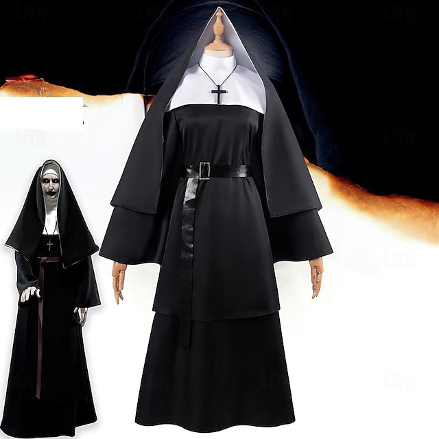  Valak Halloween Cosplay Kostüm Die Nonne Cosplay Erwachsene Damen Karneval Maskerade Party / Abend Einfache Halloween-Kostüme Verkleiden
