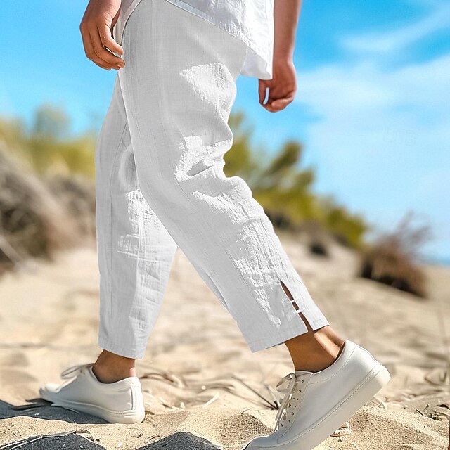 Pantalon D'été Femme En Lin - Coupe Large, Taille élastique, Confortable Et Respirant