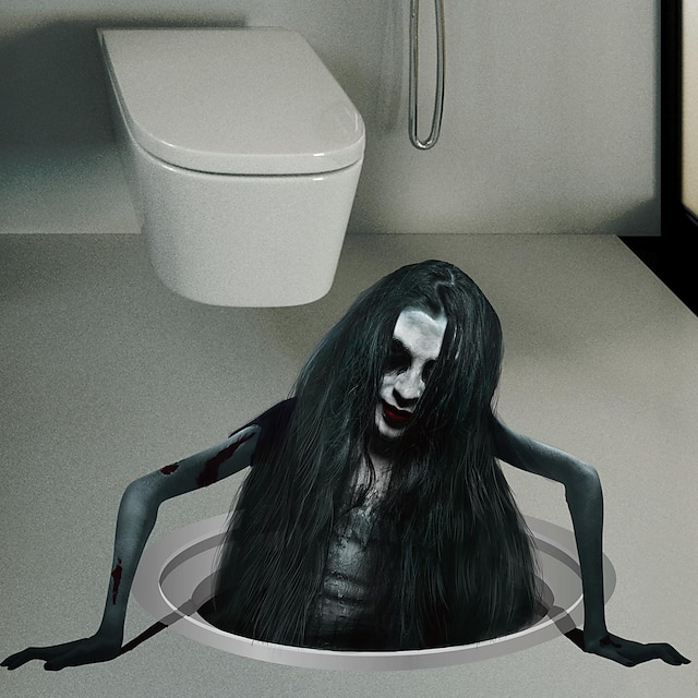  kreativ halloween horror gulvdekor - nytt 2024-design, nifs langhåret kvinne, perfekt for stueinnredning og atmosfære