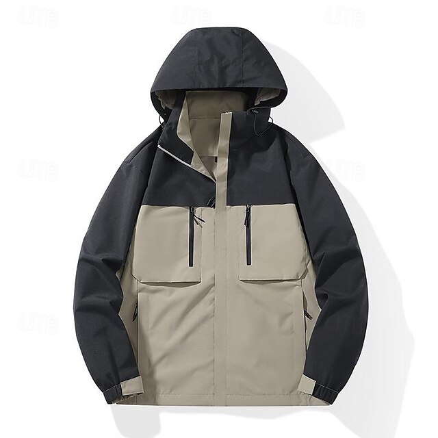  Per uomo Giacca Softshell Giubbino da escursione All'aperto Color Block Antivento Resistente all'acqua Giacca a vento Viaggi Nero Avorio Rosa Cachi
