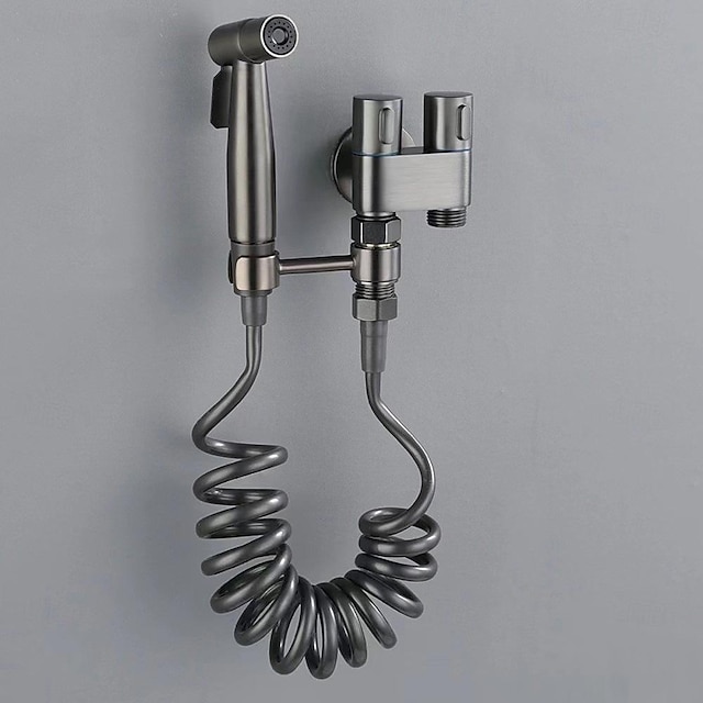  Toilet Hand Held Bidet Faucet Sprayer Bidet Set Sprayer Gun Toilet Spray For Bathroom Self Cleaning Shower Head (with 78 Inch Extension Pipe And Dual Control Angle Valve)