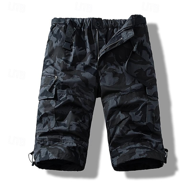  Bărbați Pantaloni scurti tactici Pantaloni Scurți Cargo Pantaloni Scurți Nasturi Cordon Multi Buzunare Simplu Purtabil Lungimea genunchiului În aer liber Zilnic Camping și drumeții Modă Clasic Negru