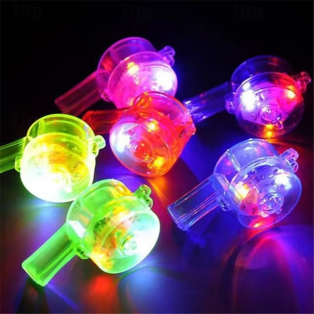  LED Light up Whistle Glow Whistles Flashing Noisemaker Whistles Lanyard Necklace Glow in the Dark Wedding Birthday Party