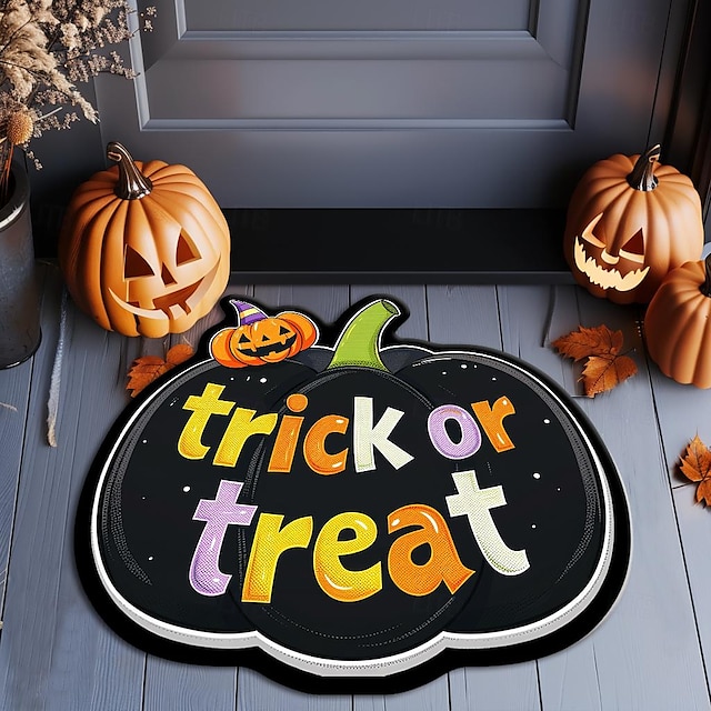  Halloween Dekoration Kürbis Boo unregelmäßige Fußmatte Küchenmatte Bodenmatte rutschfeste Flächenteppich ölbeständiger Teppich Indoor Outdoor Matte Schlafzimmer Dekor Badezimmermatte Eingangsteppich