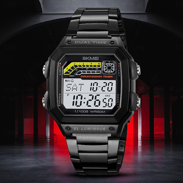  SKMEI Men Digital Watch Fashion Casual Business Wristwatch Luminous Stopwatch Alarm Clock Countdown Steel TPU Watch