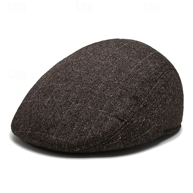 Men's Flat Cap Ascot Hat Newsboy Hat Brown Gray Polyester Fashion Casual British Street Daily Plaid Adjustable Breathable 7