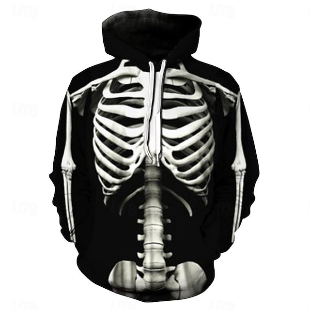  předvečer Všech svatých Kostlivec Kapuce Tisk 3D Přední kapsa Grafika Pro Pro páry Pánské Dámské Dospělé předvečer Všech svatých Karneval Plesová maškaráda 3D tisk Dovolená předvečer Všech svatých