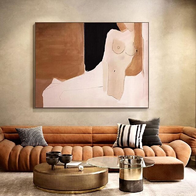  Akt-Ölgemälde, handgefertigt, abstrakte Frauenfigur, Ölgemälde, handgemachte Leinwandkunst, modernes geometrisches Gemälde auf Leinwand, großes minimalistisches Ölgemälde, Wandkunst, Aktgemälde für