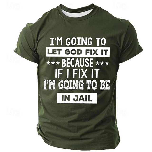 Men's Funny T Shirt Short Sleeve T shirt 3D Print Crew Neck Shirt Vintage Cool Party Holiday Black Green Dark Gray Summer Spring Clothing Apparel S M L XL XXL XXXL 6