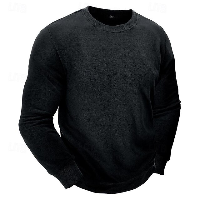  Men's Sweatshirt Black White Wine Army Green Light Grey Crew Neck Plain Sports & Outdoor Daily Holiday Streetwear Basic Casual Fall & Winter Clothing Apparel Hoodies Sweatshirts 