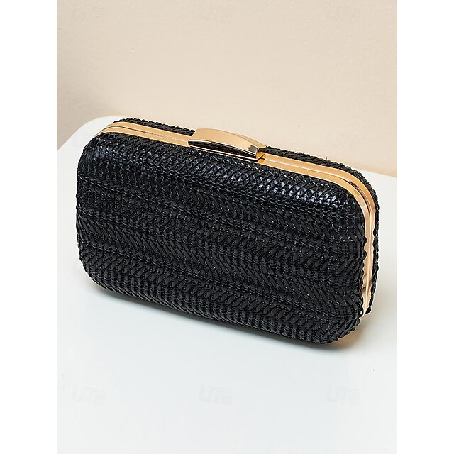  Mulheres Bolsa Bolsa de Festa Bolsa de Pulso Couro PU Festa Feriado Festa de Casamento Lantejoulas Corrente Grande Capacidade Transporte múltiplo Côr Sólida Preto Branco Cáqui