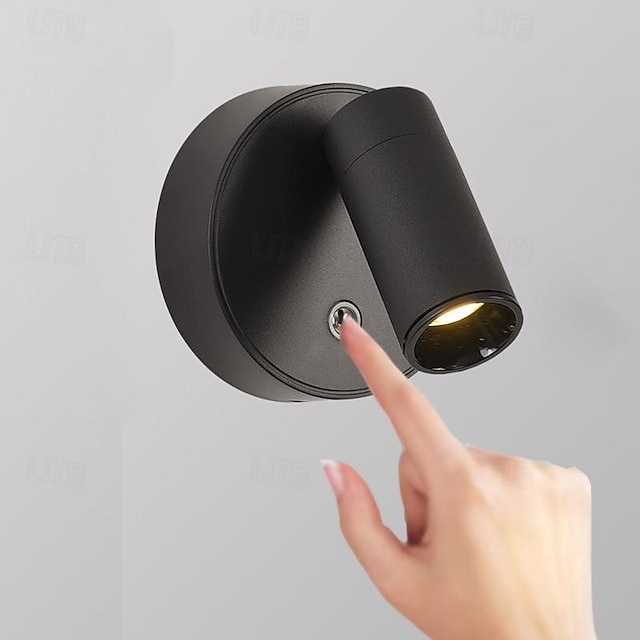  led vnitřní nástěnná světla 3barevný světelný zdroj 5w noční lampa na čtení bodová světla ip44 akrylový hliník hotelový pokoj pro hosty ložnice