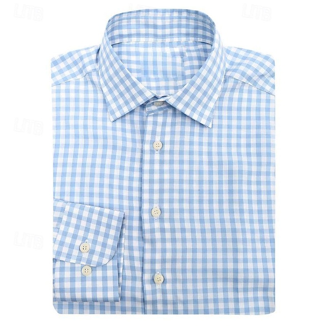 Men's Dress Shirt Button Up Shirt Collared Shirt Wine Navy blue+white ...