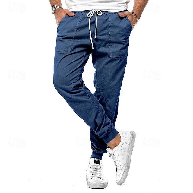  Men's Sweatpants Joggers Trousers Pocket Drawstring Elastic Waist Plain Comfort Sports Outdoor Daily Fashion Casual Black White Micro-elastic