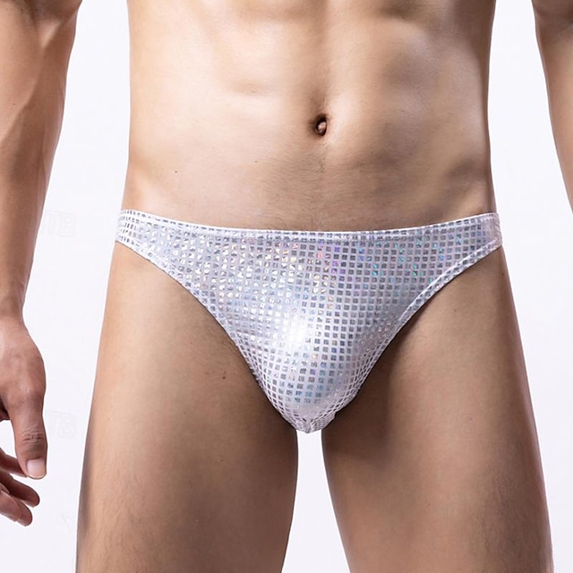  Homens 1 pc Calcinha sexy Cueca Boxer Boxers Poliéster Respirável Macio Confortável Xadrez Cintura Média Côr de Pele Preto