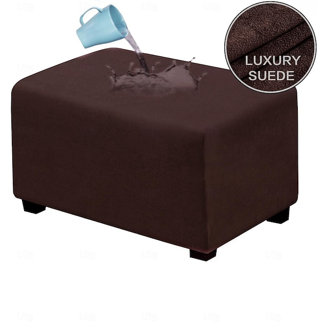  Housse de pouf en velours rectangulaire, housse de rangement pour pouf, housse de repose-pieds épaisse et extensible avec bande élastique