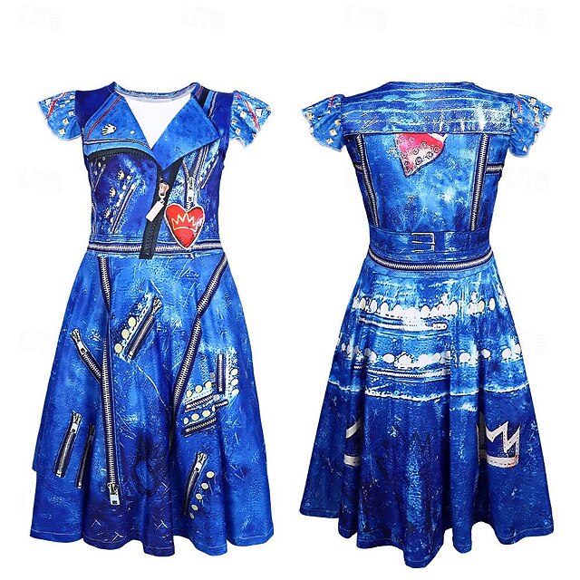 Descendants Evie Dress Cosplay Costume Movie Cosplay for Girls' Kids Masquerade Causal4
