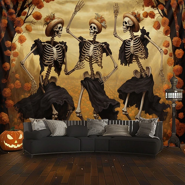Halloween Decorations Skeletons Couple Hanging Tapestry Wall Art Large Tapestry Mural Decor Photograph Backdrop Blanket Curtain Home Bedroom Living Room Decoration 13