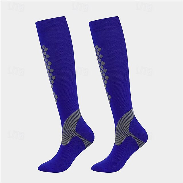  Compressiesokken Sport Sokken Hardloopsokken 1 paar Kleurenblok Voor heren Sokken / Fietssokken Anti-slip Ademend Zweetafvoerend Comfortabel Sportschooltraining Basketbal Hardlopen Joggen Wielrennen