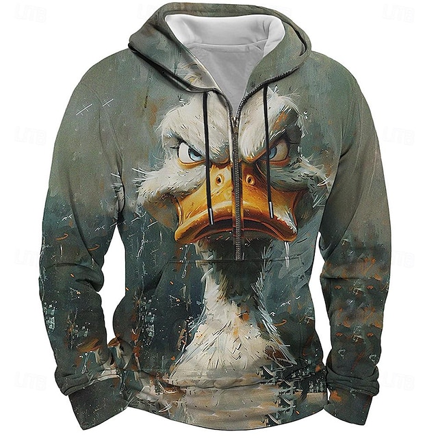  Men's Animal Hoodie Hoodies Sweatshirt Hoodie Long Sleeve Hooded Sweatshirt Crew Neck Fashion 3D Print Streetwear Blue Half Zip Fall Winter Designer