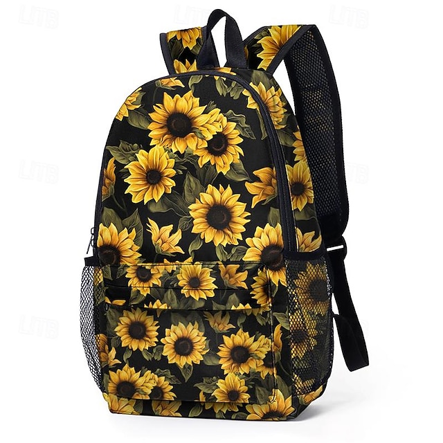  Kleurrijke zonnebloemrugzak voor school en reizen – duurzame canvas tas met levendig artistiek ontwerp en verstelbare bandjes