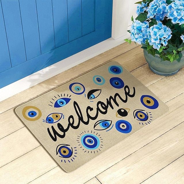  Felpudo psicodélico de ojos malvados, alfombra de cocina, alfombra antideslizante, alfombra a prueba de aceite, alfombra interior y exterior, decoración de dormitorio, alfombra de baño, alfombra de
