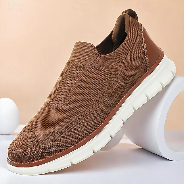Men's Breathable Knit Sneakers - Lightweight Slip-On Walking Shoes for Casual Wear 10