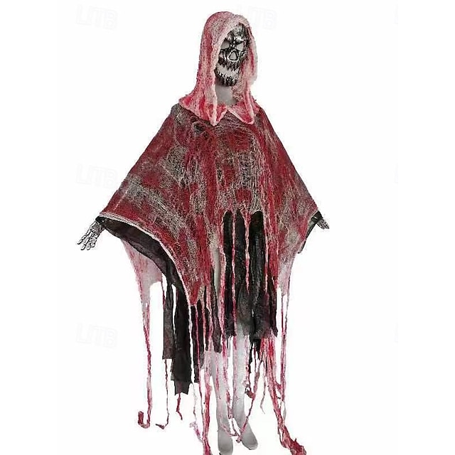  Geist Sensenmann Halloween Cosplay Kostüm Partykostüm Kapuzencape Outfits Gruseliges Kostüm Erwachsene Herren Damen Maskerade Karneval Leistung Party Halloween Einfache Halloween-Kostüme Verkleiden