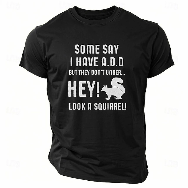 Men's Funny Short Sleeve T-Shirt | A.D.D. Squirrel Distraction Graphic Tee | Lifestyle Humor Apparel 6