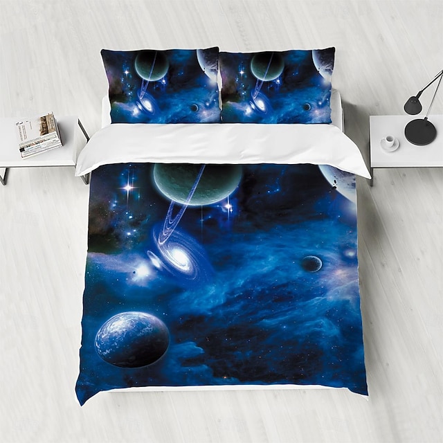  set copripiumino in 3 pezzi Galaxy Starry Sky Planet per la camera degli ospiti della camera da letto dell'hotel, set confortevole di biancheria da letto