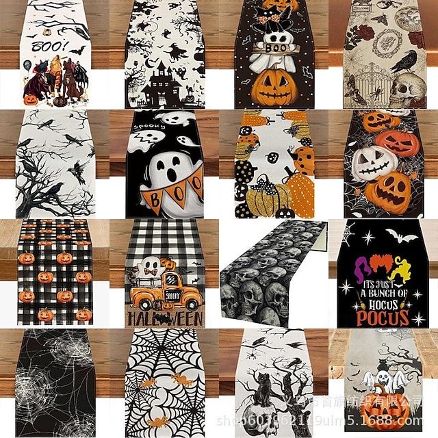  Top-Selling Halloween Skull Pumpkin Ghost Spider Kitchen Table Runner for Indoor/Outdoor Family Parties