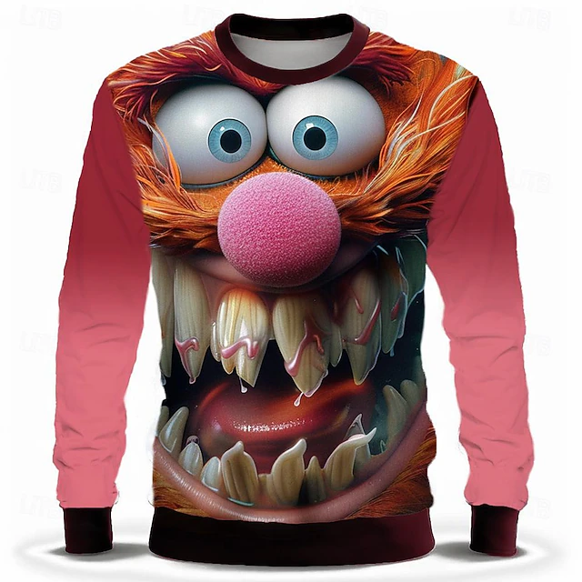 Men's Funny Hoodies Sweatshirt Long Sleeve Sweatshirt Crew Neck Fashion 3D Print Fall Winter4