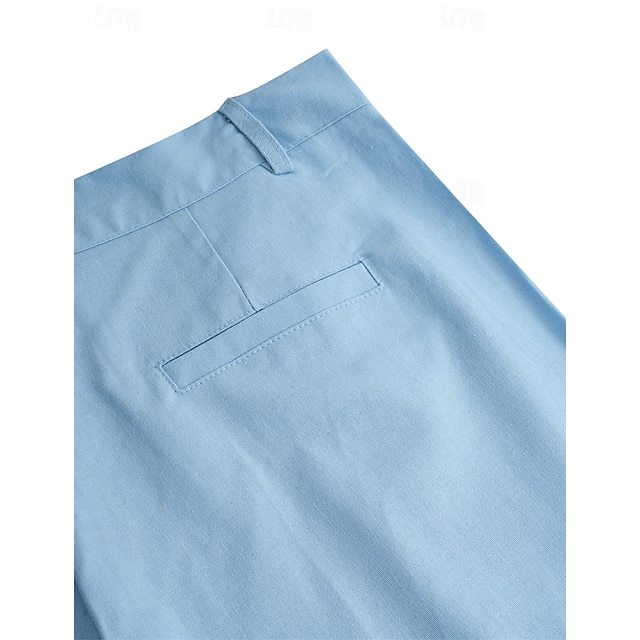Men Straight Linen Pants Male Casual Cotton