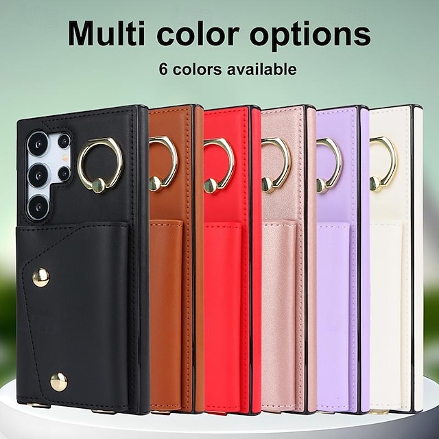  telefon Carcasă Pro Samsung Galaxy S24 Ultra Plus S23 S22 S21 S20 Ultra Plus FE A55 A35 A25 A15 5G A14 A54 A53 S25 Ultra Pouzdro na peněženku se stojánkem Držák na prsteny Zip Retro TPU Kov PU kůže