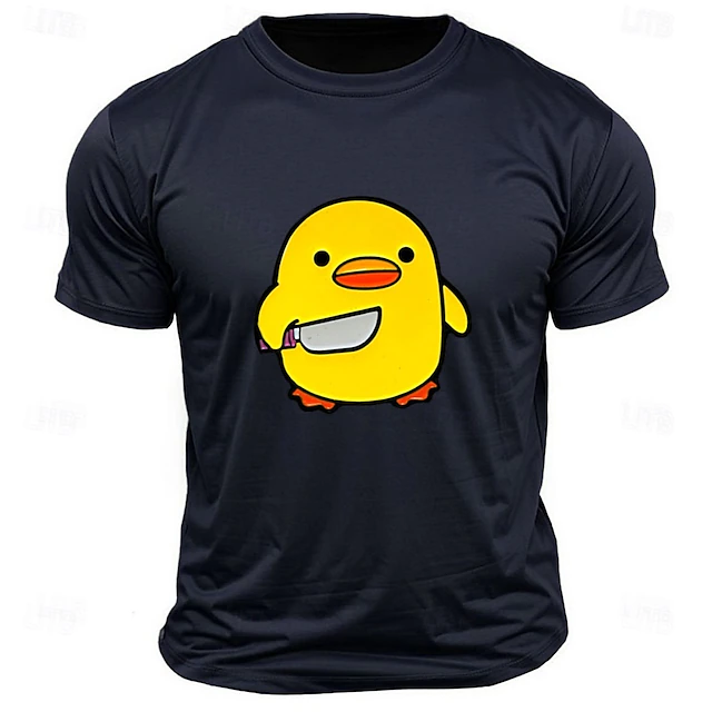 Men's Little Yellow Duck Funny T Shirt Tee Top 100% Cotton Short Sleeve Graphic Shirt Black White Dark Grey Comfortable Tee Street Sports Outdoor Fashion Designer Clothing 9