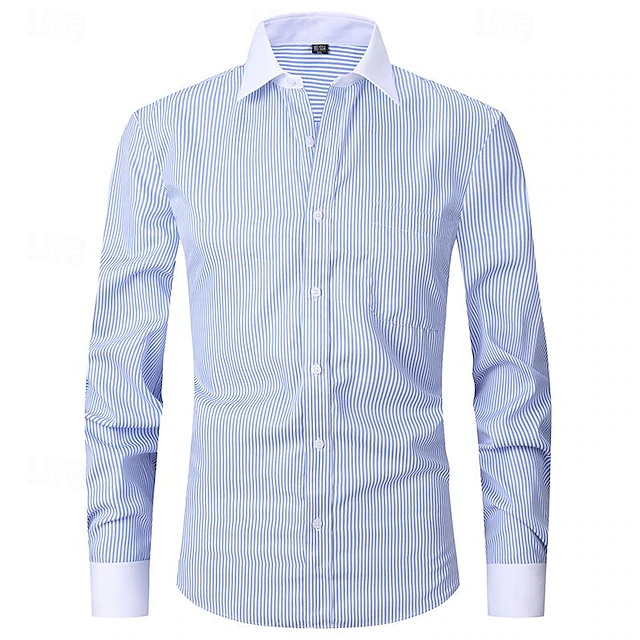 Men's Shirt Dress Shirt Button Up Shirt Black Light Purple Dark Blue ...