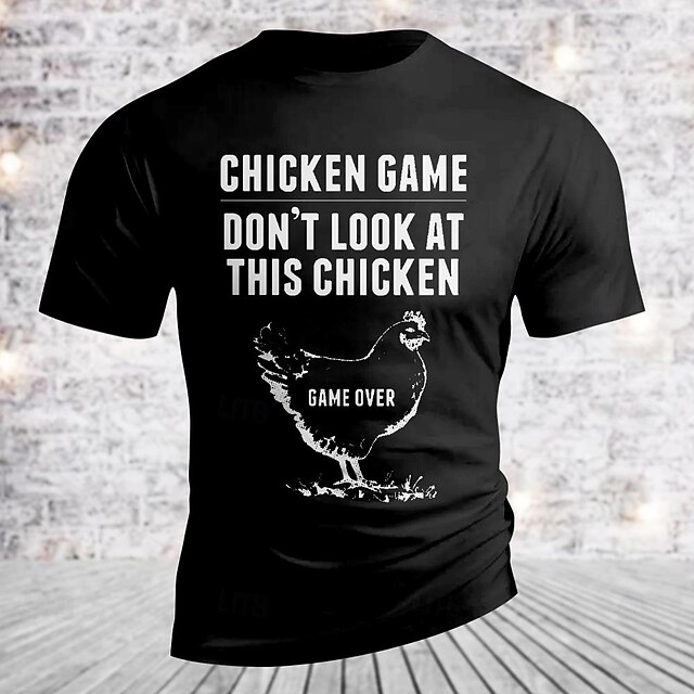 Men's Word Chicken Letter Print T Shirt Tee Top Cotton Short Sleeve Graphic Shirt Black White Dark Gray Comfortable Tee Street Sports Outdoor Fashion Designer Clothing 6