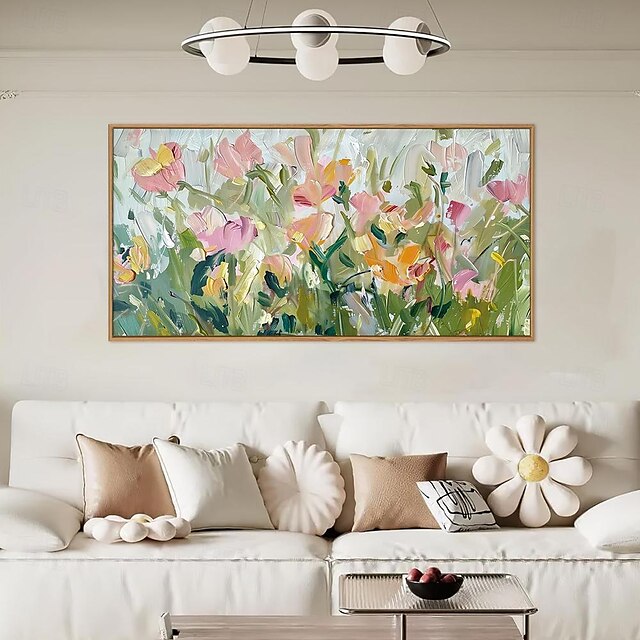  handgemaakt olieverfschilderij canvas kunst aan de muur decoratie weinig frisse stijl moderne abstracte textuur bloemen planten partysu voor woonkamer home decor gerold frameloze ongespannen