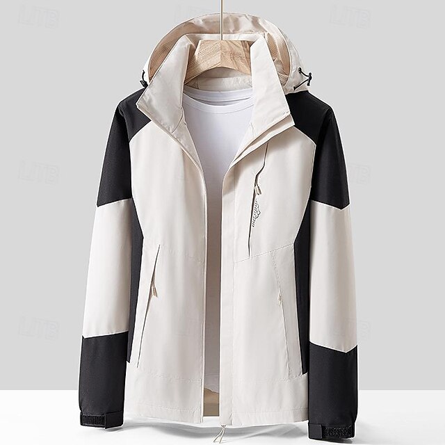  Per uomo Giacca Softshell Giubbino da escursione All'aperto Color Block Antivento Resistente all'acqua Giacca a vento Viaggi Grigio scuro Nero Avorio Verde