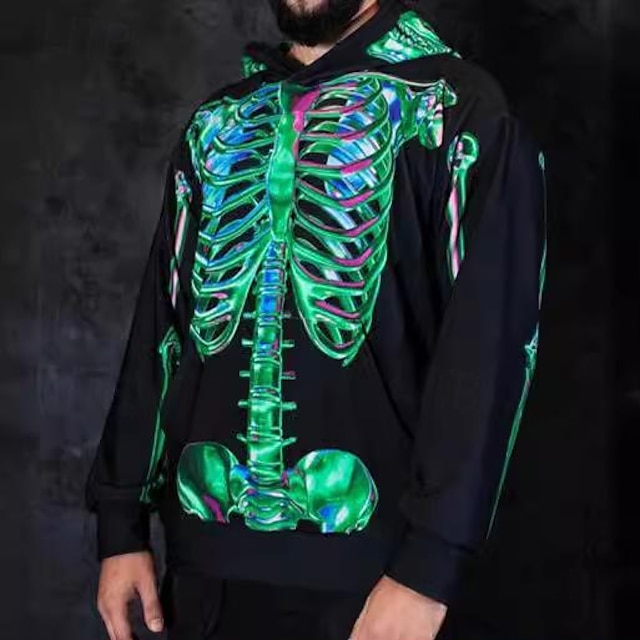  Zucca Teschio dello scheletro Felpa con cappuccio Per Per uomo Unisex Per adulto Halloween Carnevale Stampa 3D Feste