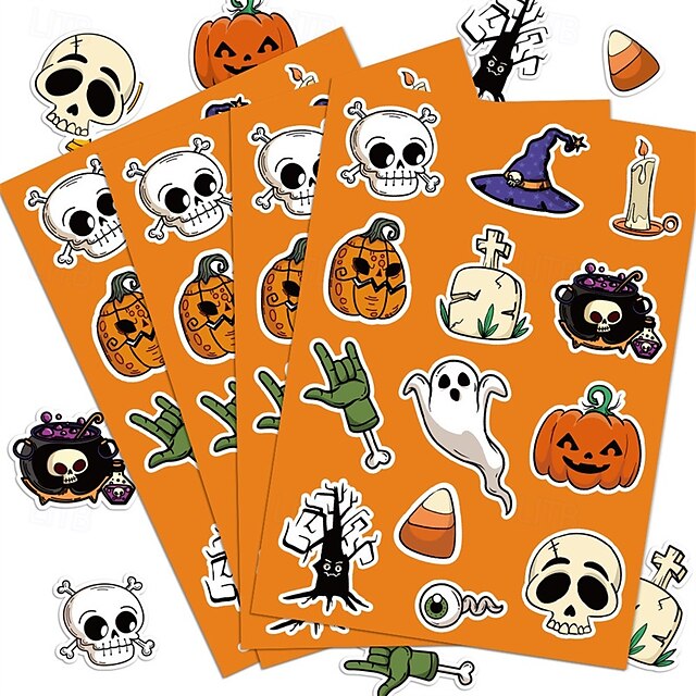  24ks halloween party dekorace mimozemské samolepky personalizované dekorace kytarový notebook zavazadla diy