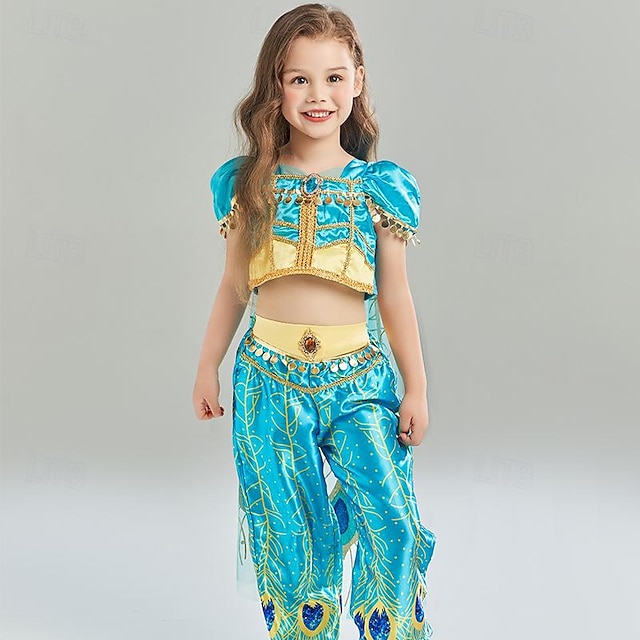  Aladdin Eventyr Prinsesse Sjasmin Drakter Temafestkostyme Cosplay Film-Cosplay for Jente Barn Karneval Barnas Dag Ytelse Fest / aften
