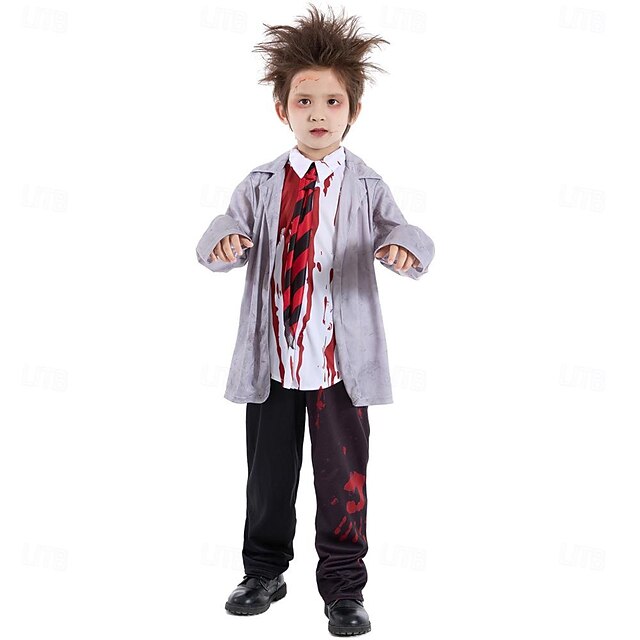 Zombie Student Halloween Cosplay Costume Party Costume Masquerade Outfits Cosplay Kid's Boys' Carnival Masquerade Mardi Gras Performance Party Halloween Easy Halloween Costumes Dress Up4