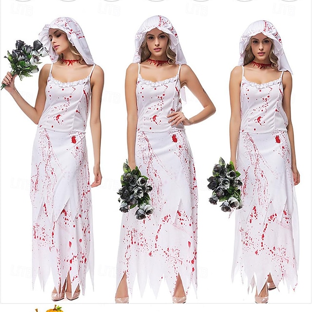  Zombie Sposa Fantasma Halloween Costume Cosplay Costume da festa Mascherata Abiti Cosplay Adulti Per donna Carnevale Mascherata martedì grasso Performance Feste Halloween Costumi di Halloween facili