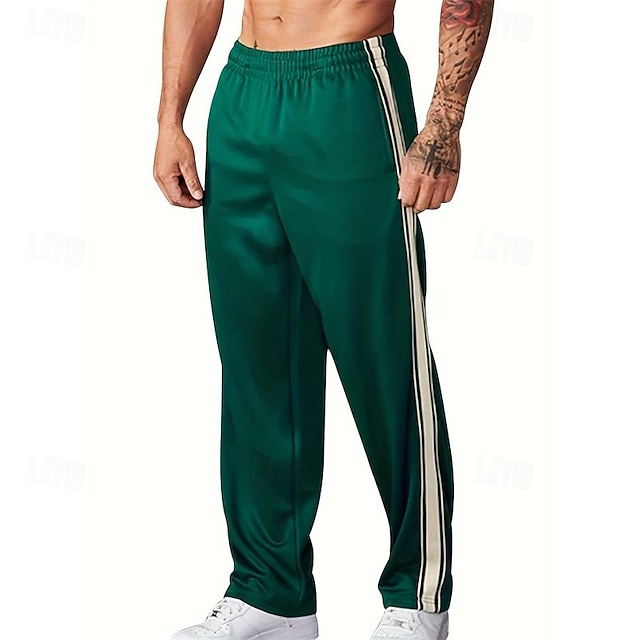  Men's Sweatpants Trousers Straight Leg Sweatpants Patchwork Pocket Elastic Waist Color Block Comfort Sports Outdoor Daily Fashion Casual Black Wine Micro-elastic