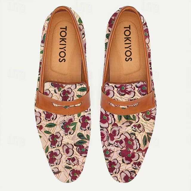  Męskie Mokasyny i buty wsuwane Drukuj buty Penny Loafers Klasyczne mokasyny Skóra Włoska pełnoziarnista skóra bydlęca Wygodny Niepoślizgowy / a Mokasyny Brązowy