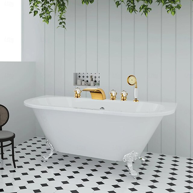  Bathroom Sink Faucet - Widespread Electroplated Widespread Two Handles Two HolesBath Taps