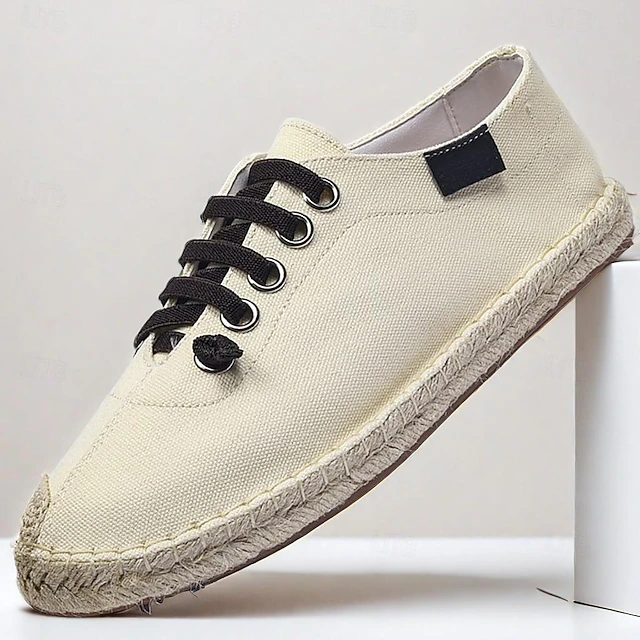 Men's Casual Canvas Lace-Up Espadrilles - Lightweight Breathable Sneakers for Summer and Outdoor Activities 7
